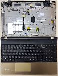 Клавиатура для ноутбука Samsung NP300E5A черная, верхняя панель в сборе (золотая)